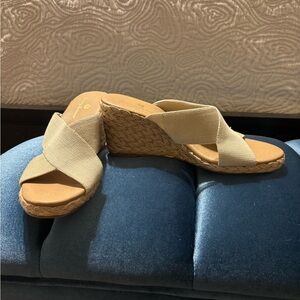 Women's Cream Wedge Sandals